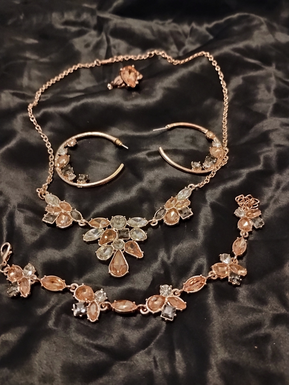 Lia Sophia Rose Gold and Champagne Crystal Necklace Set